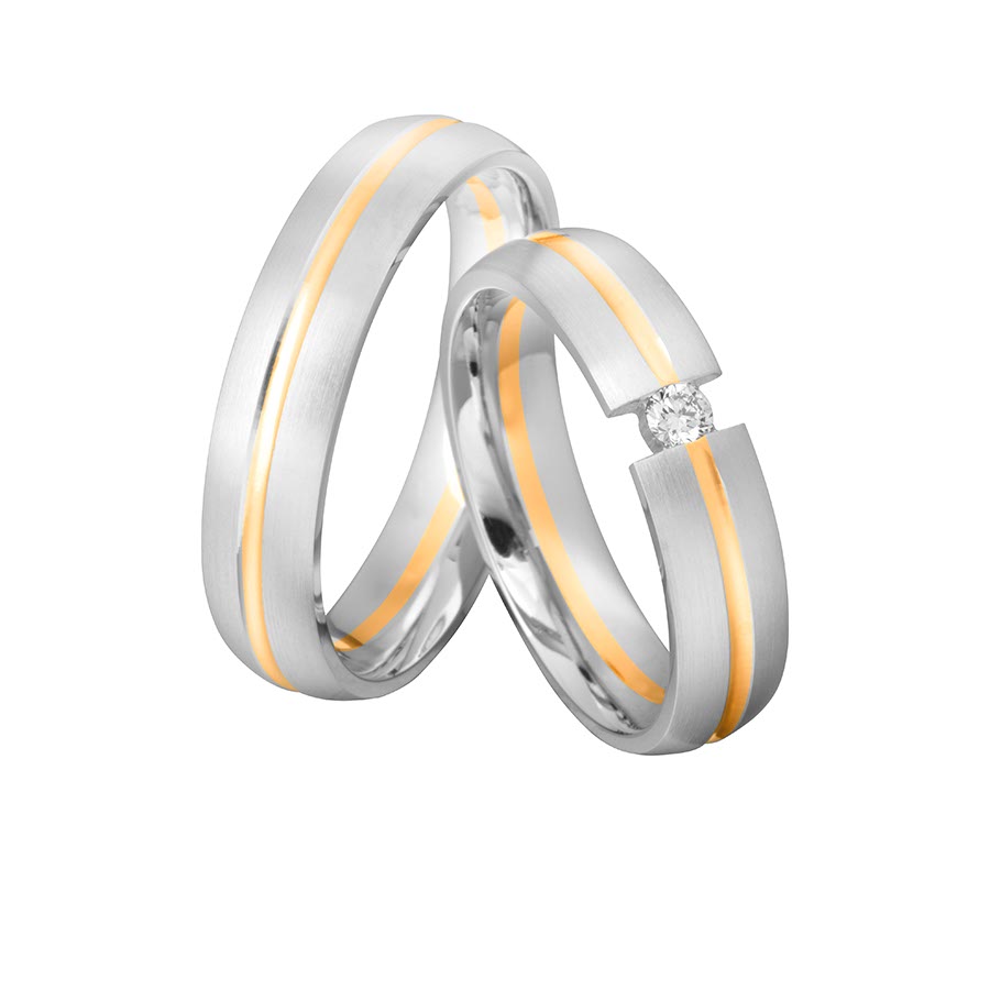 Wedding rings 925 Silber, 585 Gelbgold 513201-50