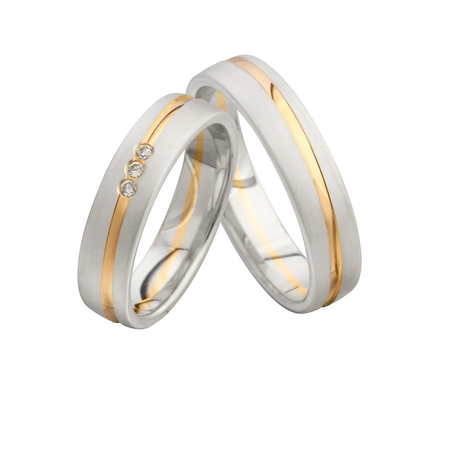 Wedding rings 585 Gelbgold, Weißgold+Pd 514639-50
