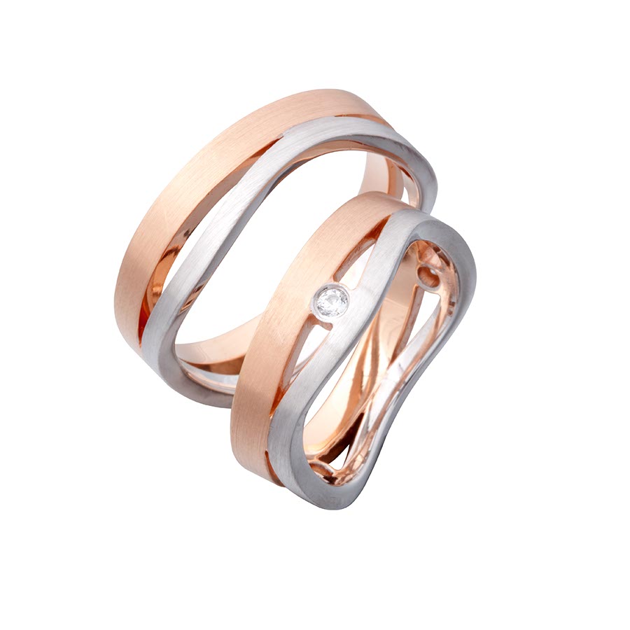 Wedding rings 585 Rotgold, Weißgold+Pd 514653-70