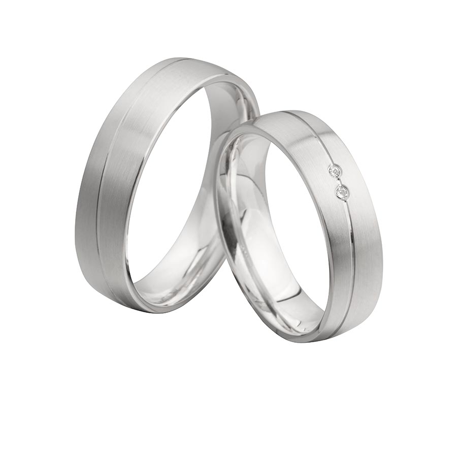 Wedding rings 925 Silber-KERN, 585 Weißgold+Pd, Hybrid 514658-55