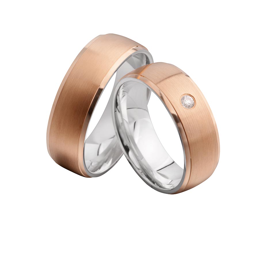 Wedding rings 925 Silber-KERN, 750 Rotgold, Hybrid 514668-70