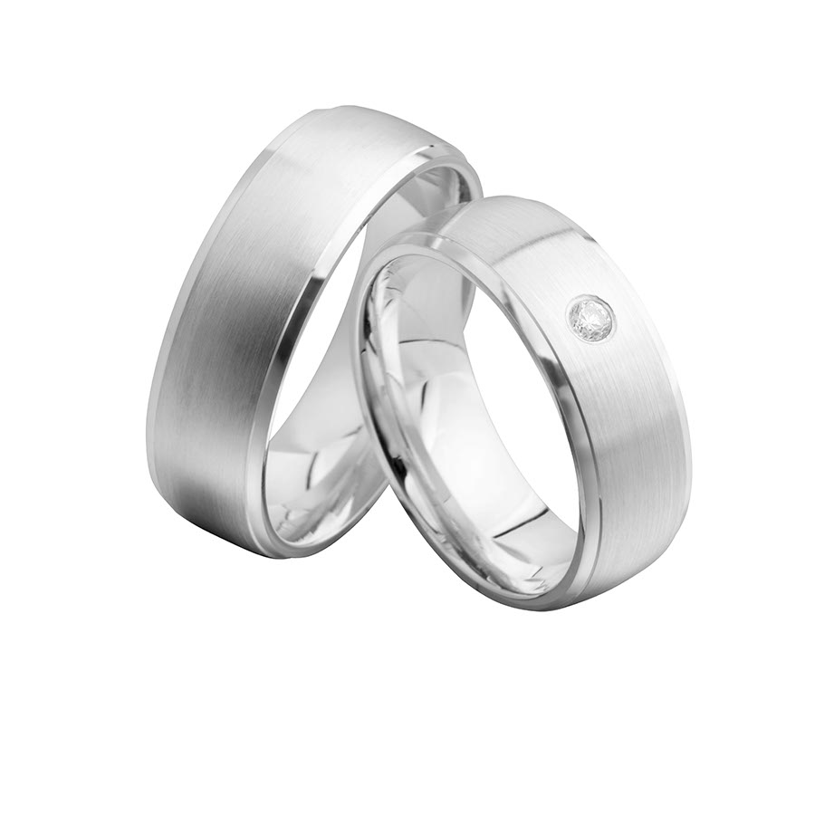 Wedding rings 925 Silber-KERN, 750 Weißgold+Pd, Hybrid 514668-70