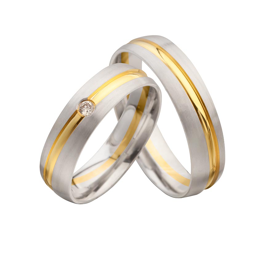 Wedding rings 375 Gelbgold, Weißgold+Pd 514685-55