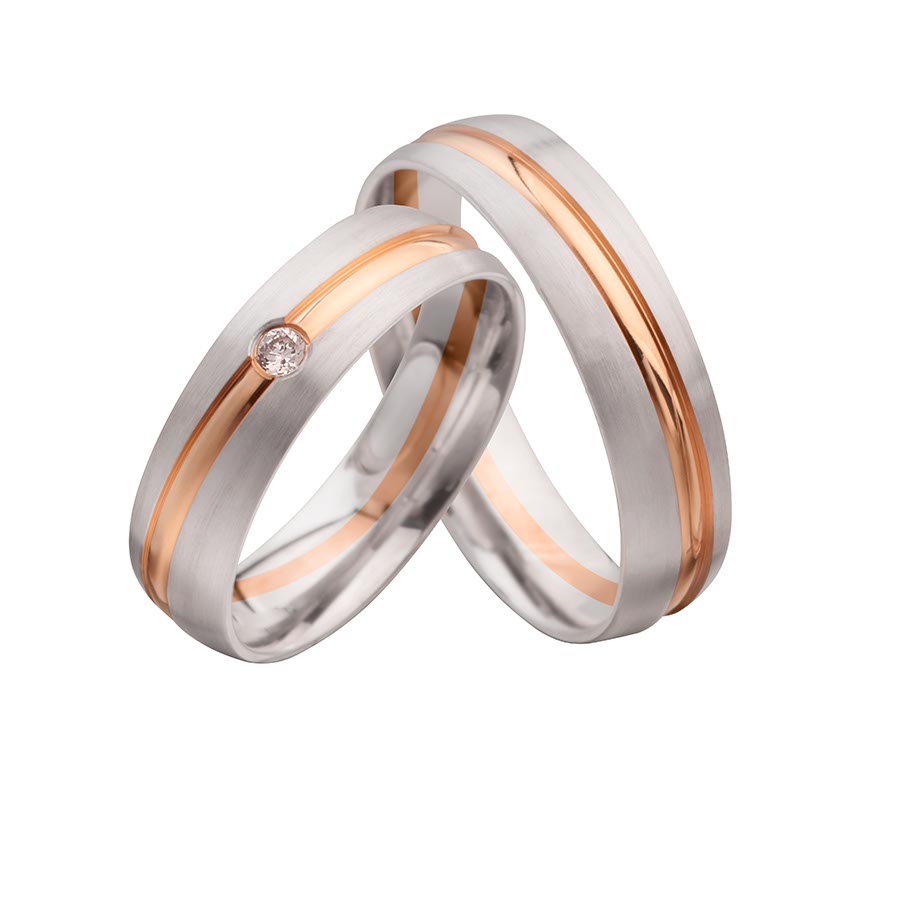 Wedding rings 585 Rotgold, Weißgold+Pd 514685-55