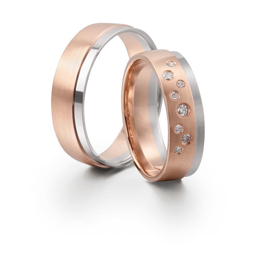 Wedding rings 585 Rotgold, Weißgold+Pd 514688-60
