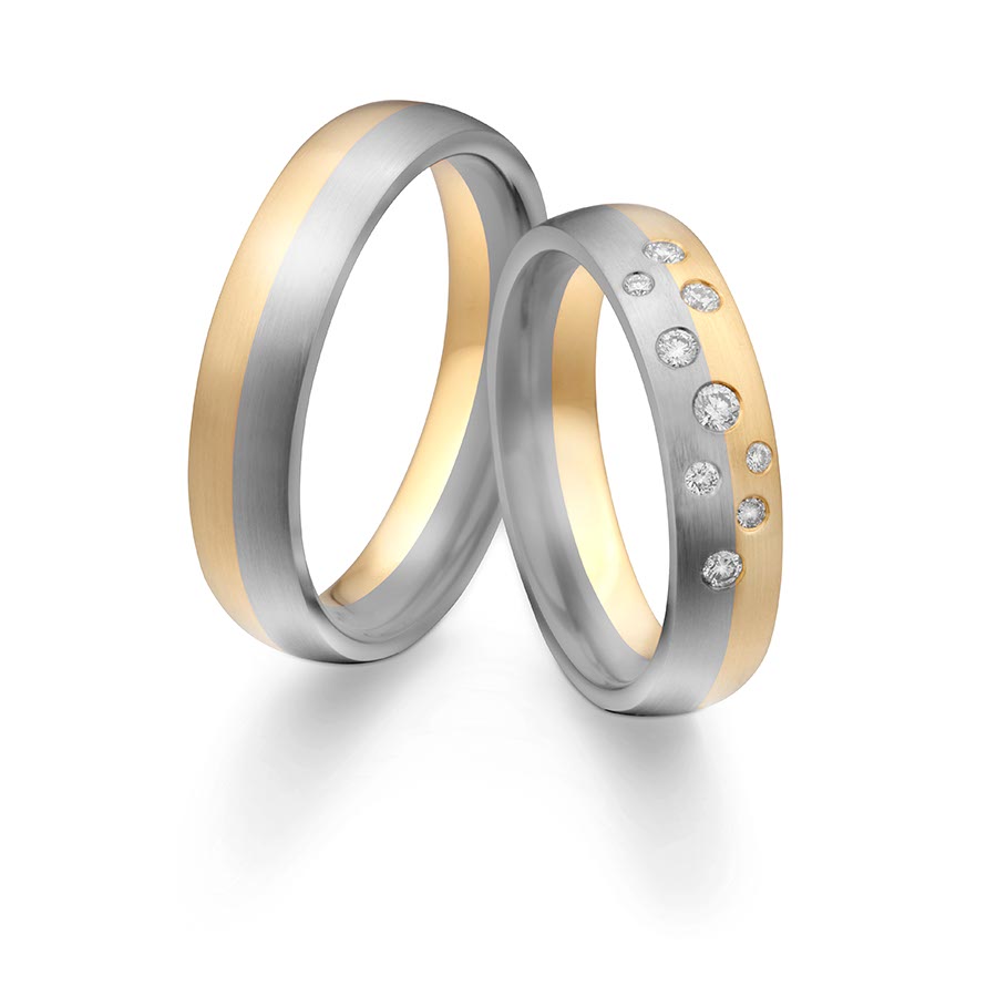 Wedding rings 500 Palladium, 333 Gelbgold