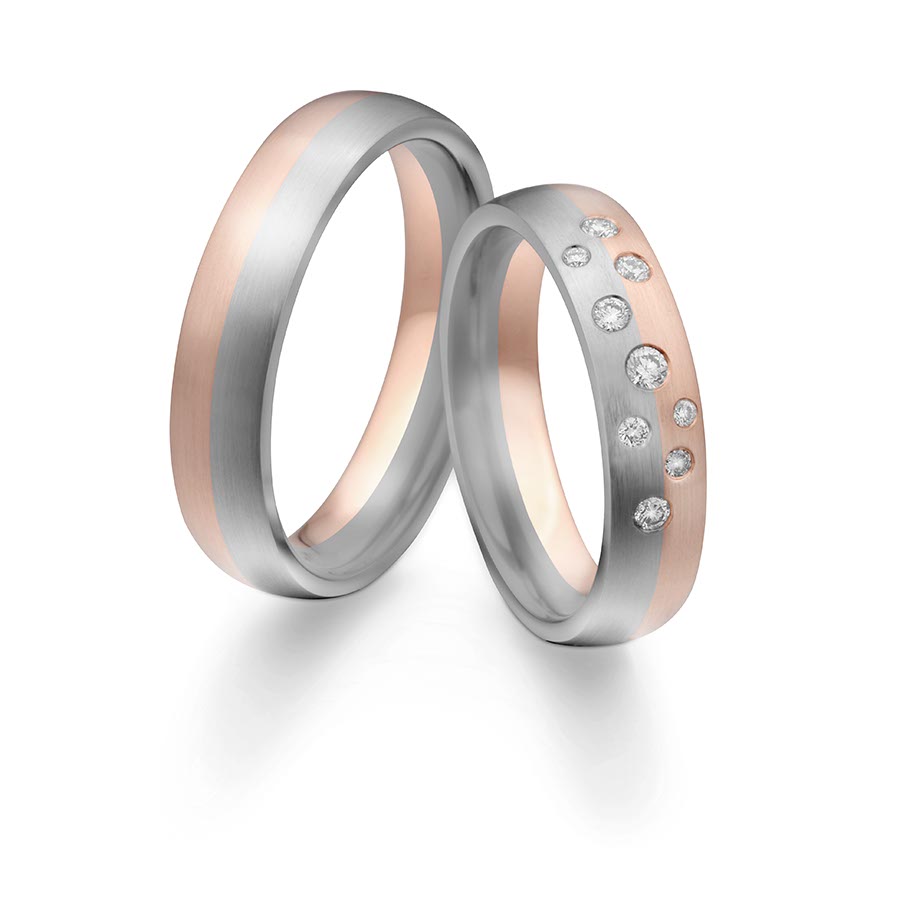 Wedding rings 500 Palladium, 333 Rotgold 514731-50