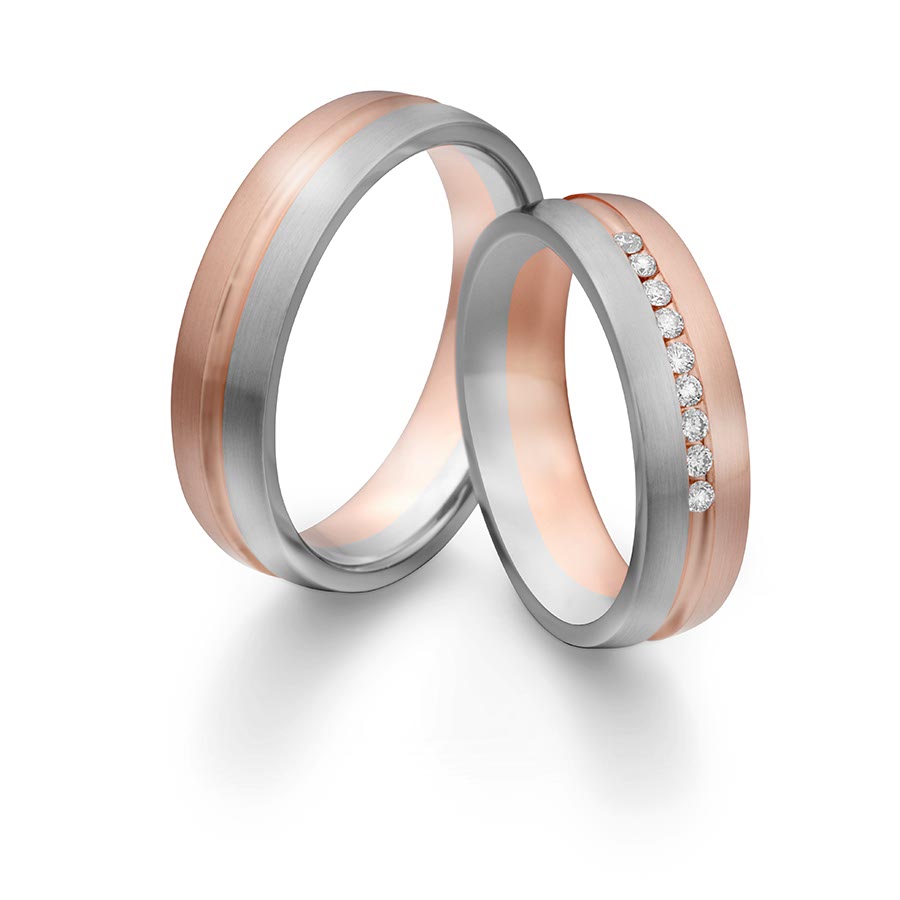 Wedding rings 375 Rotgold, Weißgold+Pd 514732-55