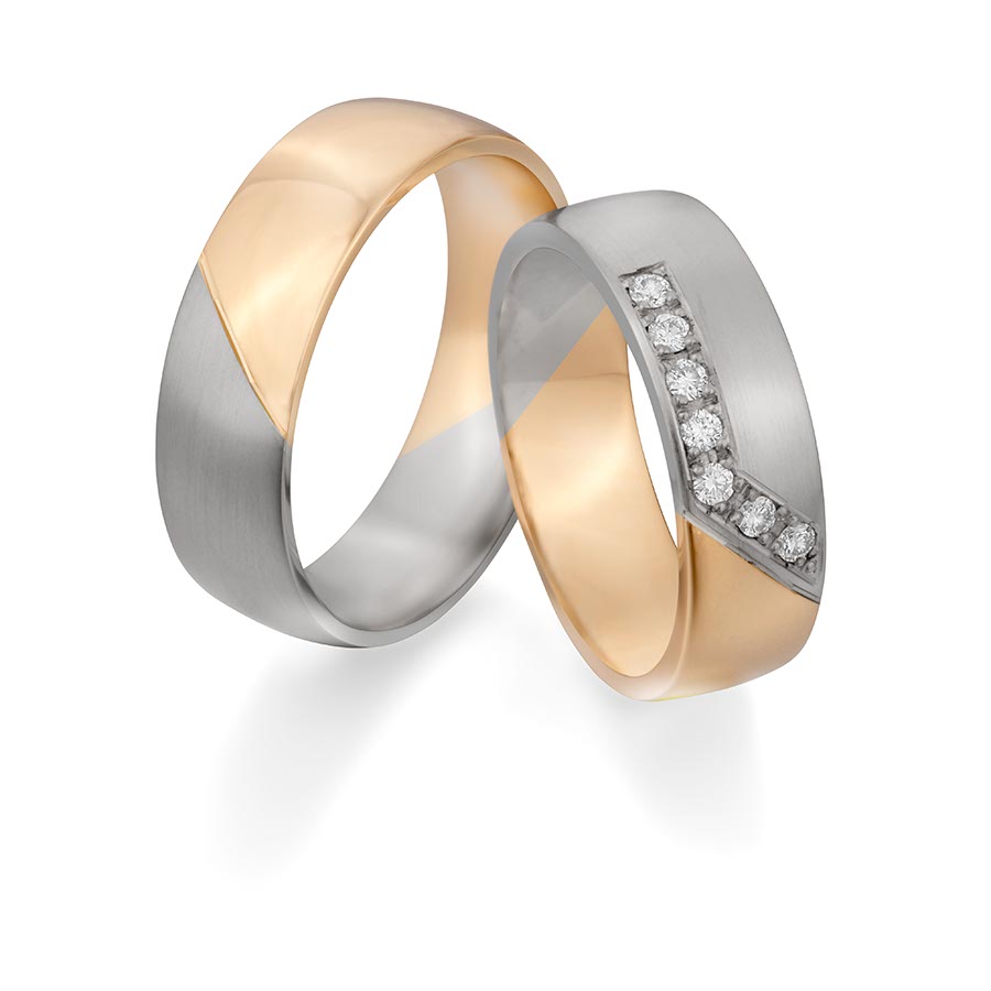Wedding rings 375 Gelbgold, Weißgold+Pd 514740-65