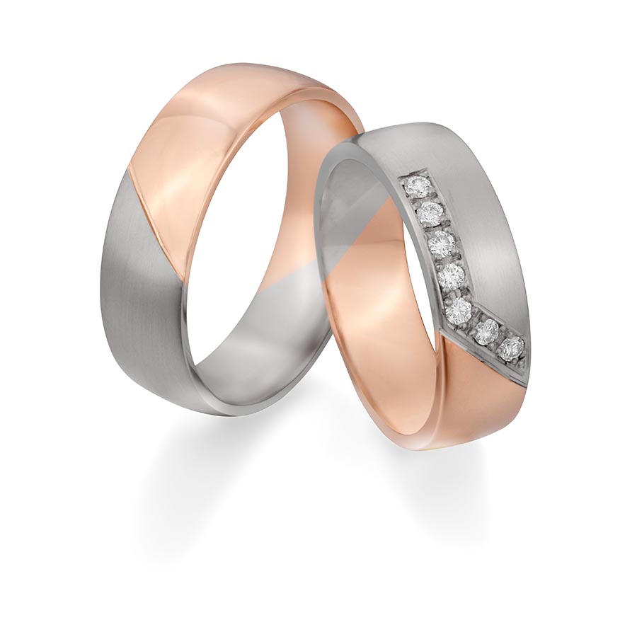 Wedding rings 375 Rotgold, Weißgold+Pd 514740-65