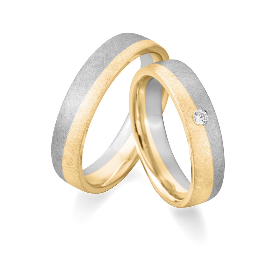 Wedding rings 500 Palladium, 585 Gelbgold