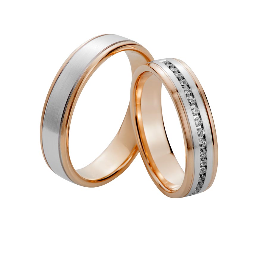Wedding rings 375 Rotgold, Weißgold+Pd 514747-50