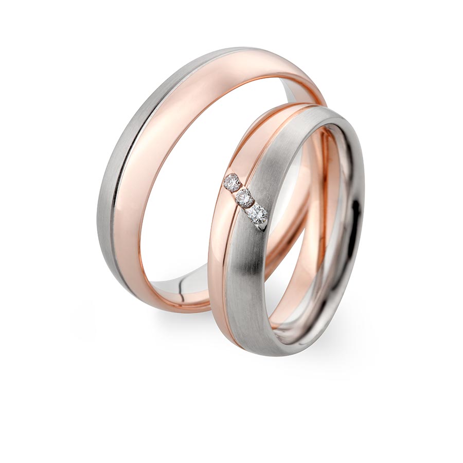 Wedding rings 585 Rotgold, Weißgold+Pd 514761-50