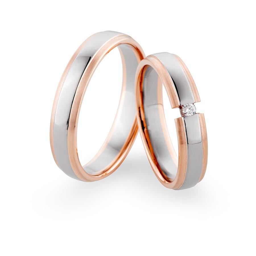 Wedding rings 375 Rotgold, Weißgold+Pd 514763-45