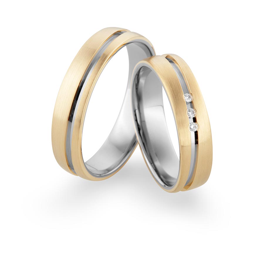 Wedding rings 585 Gelbgold, Weißgold mit Pd