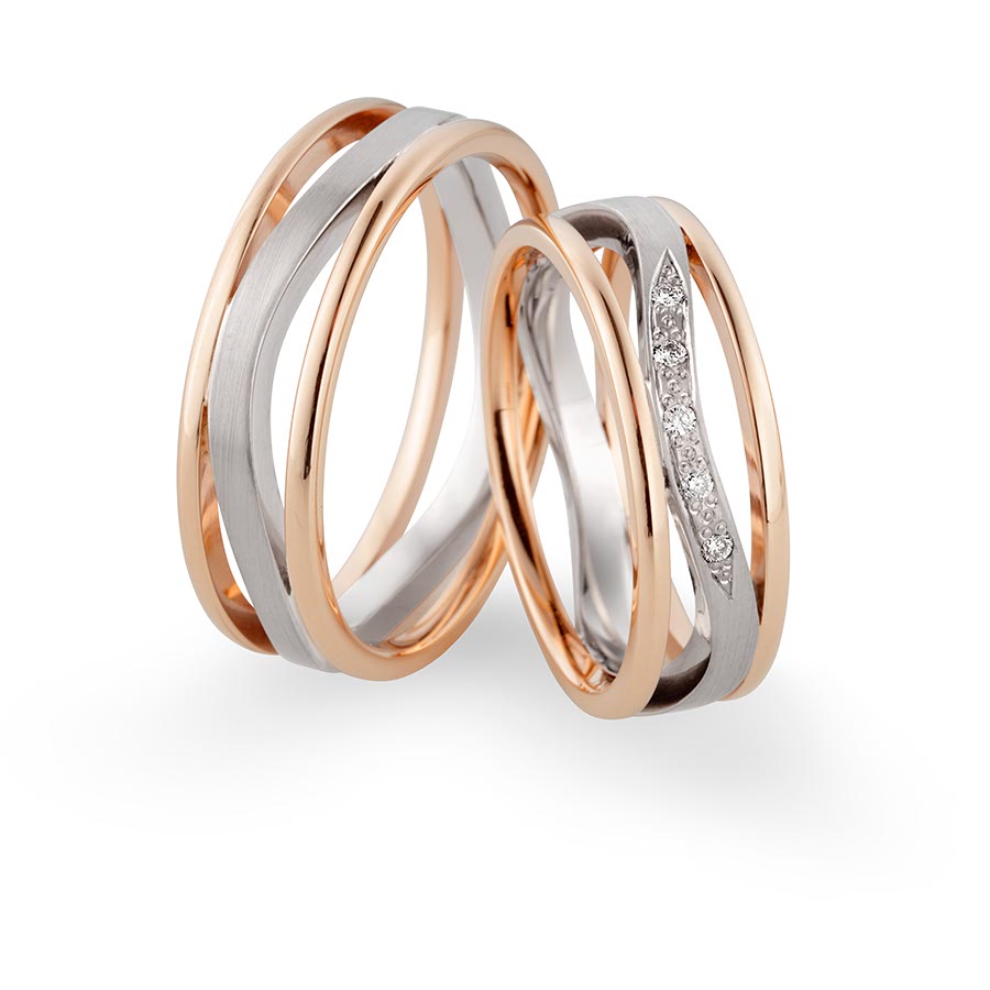 Wedding rings 375 Rotgold, Weißgold+Pd 514768-65
