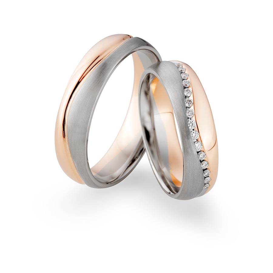 Wedding rings 585 Rotgold, Weißgold+Pd 514769-55