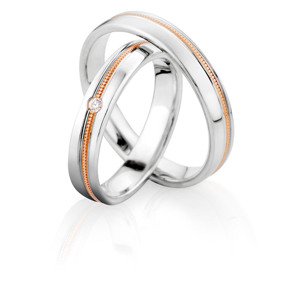 Wedding rings 375 Rotgold, Weißgold+Pd 514772-40