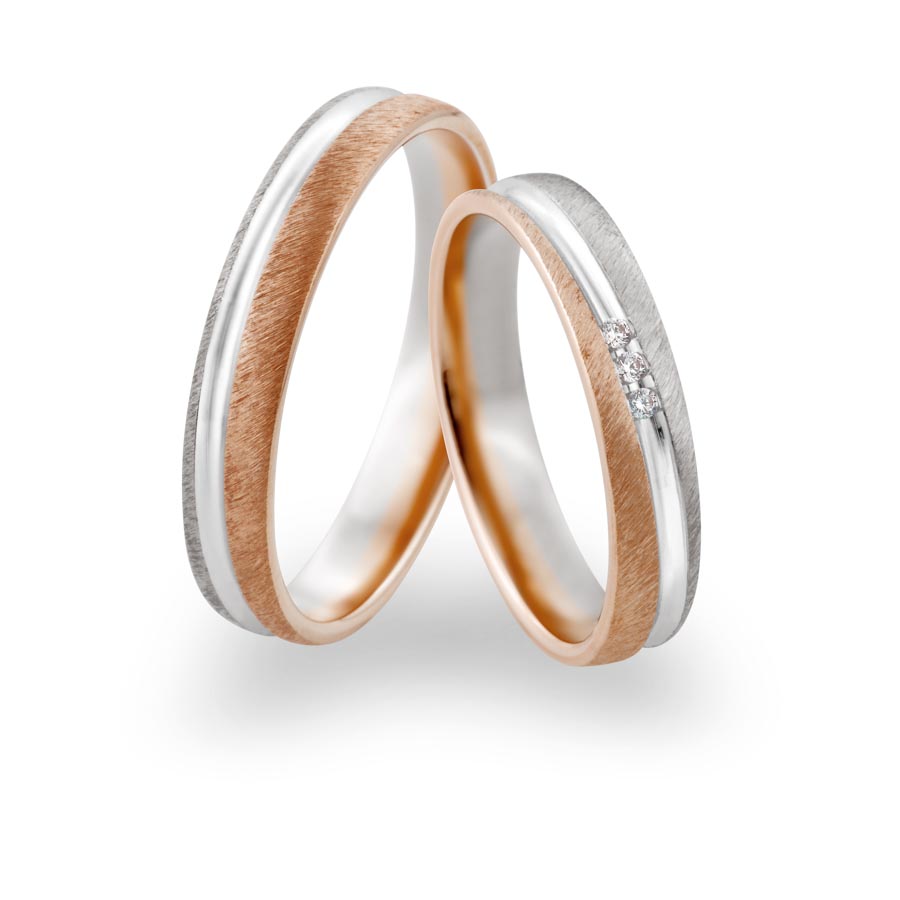 Wedding rings 600 Platin, 375 Rotgold