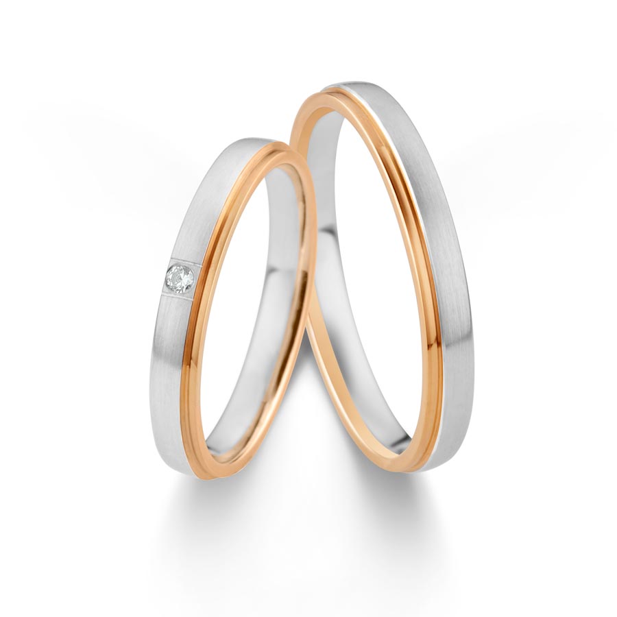 Wedding rings 950 Platin, 750 Rotgold 514784-30