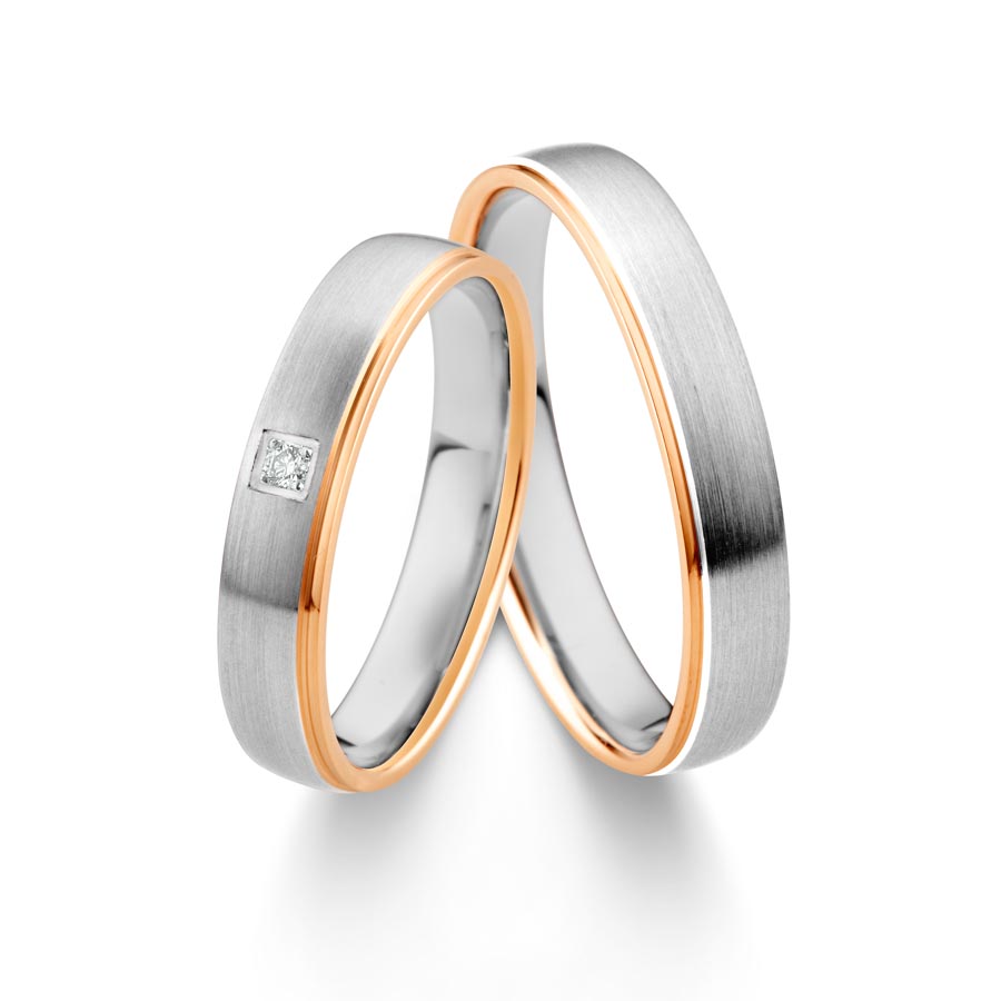 Wedding rings 950 Platin, 750 Rotgold 514784-40