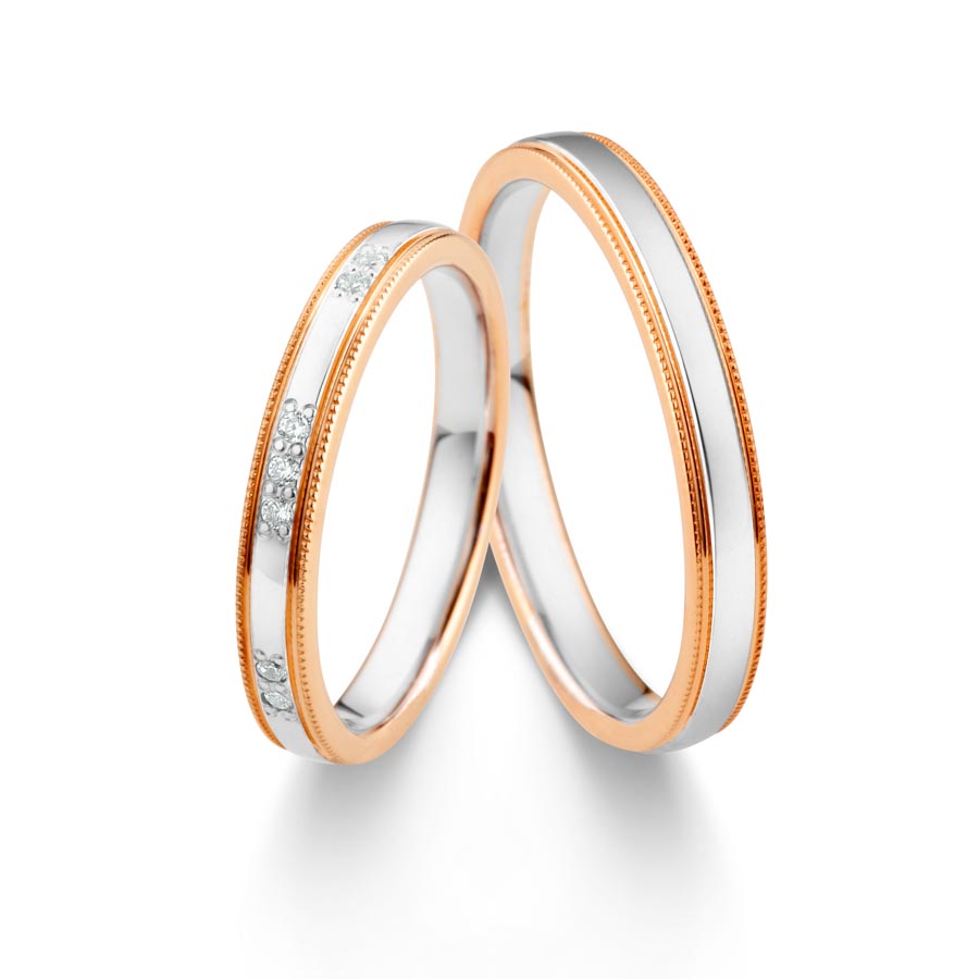 Wedding rings 585 Rotgold, Weißgold+Pd 514785-30