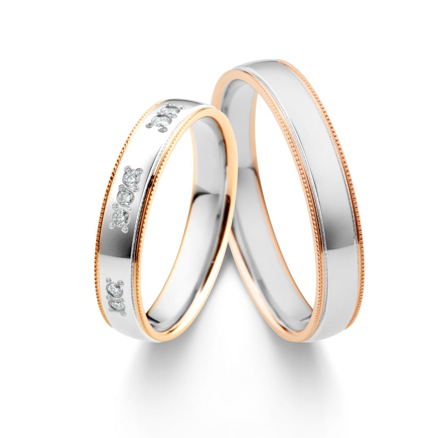 Wedding rings 585 Rotgold, Weißgold+Pd 514785-40