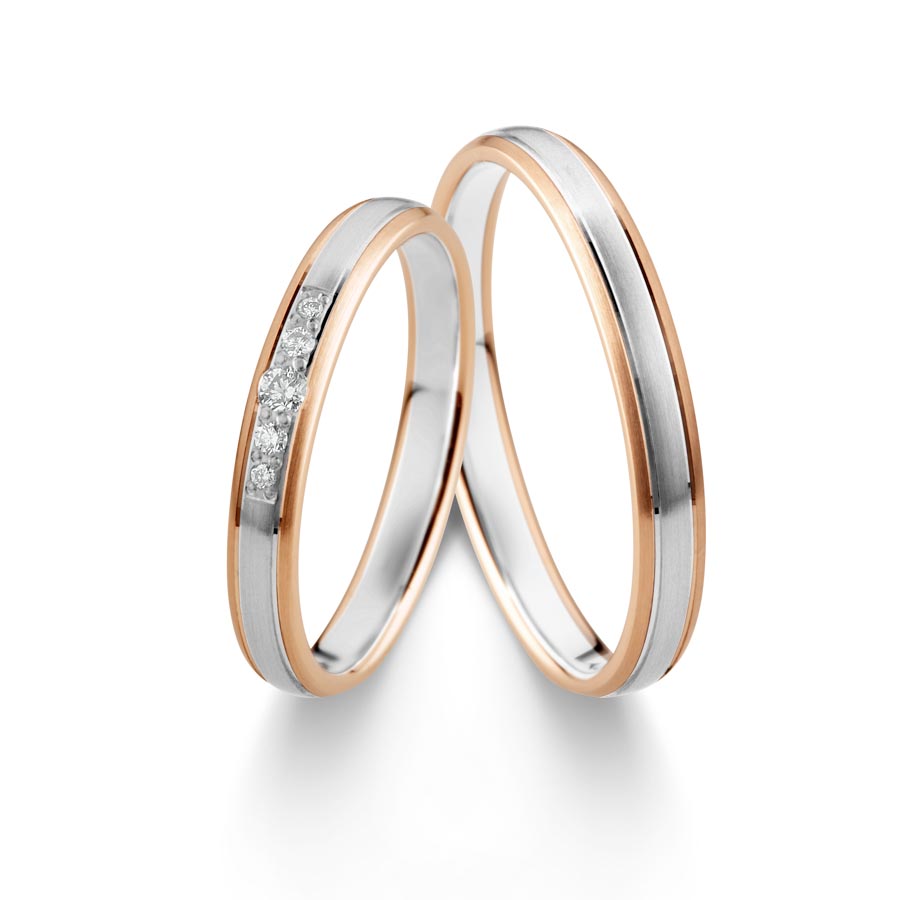 Wedding rings 950 Platin, 750 Rotgold 514786-30