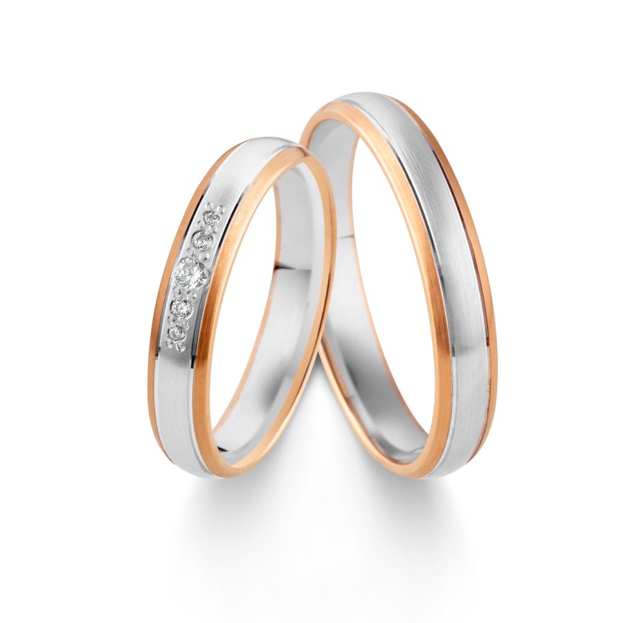 Wedding rings 950 Platin, 750 Rotgold 514786-40