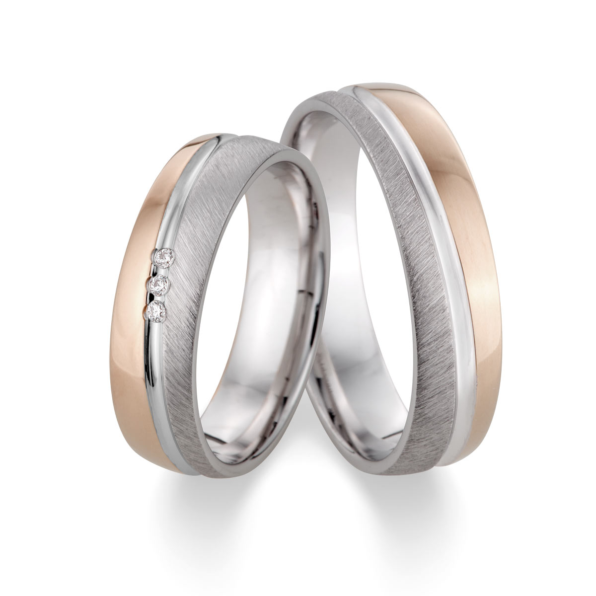 Wedding rings 950 Platin, 750 Rotgold 514790-55