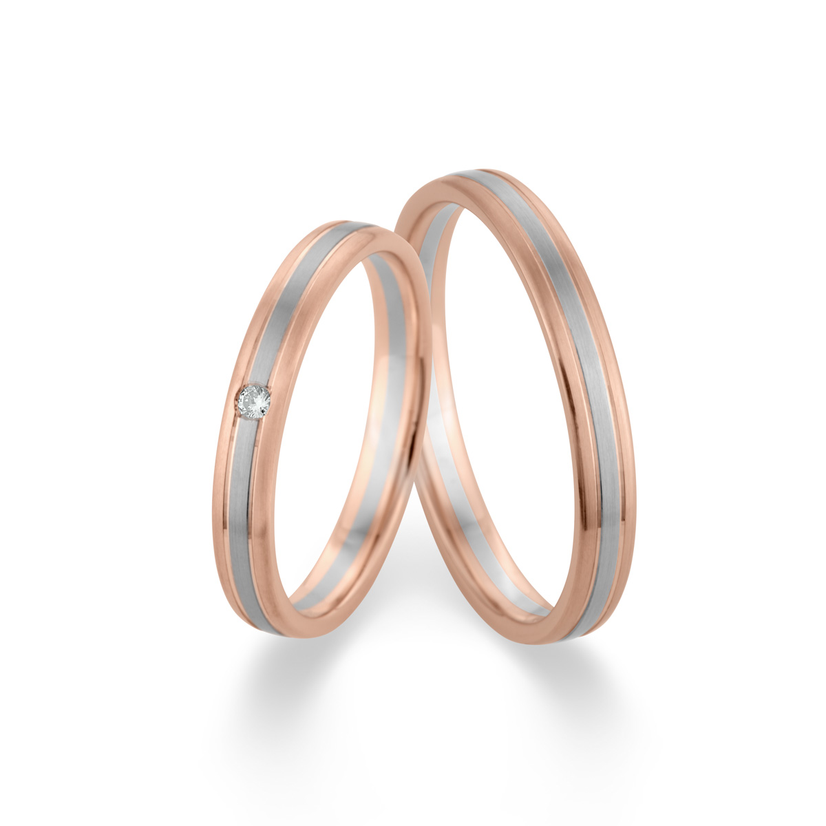 Wedding rings 950 Platin, 750 Rotgold 514791-30