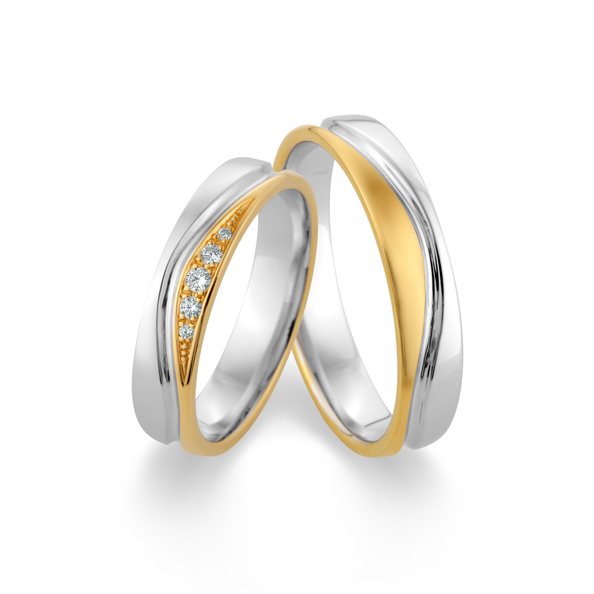 Wedding rings 585 Gelbgold, Weißgold+Pd 514796-45