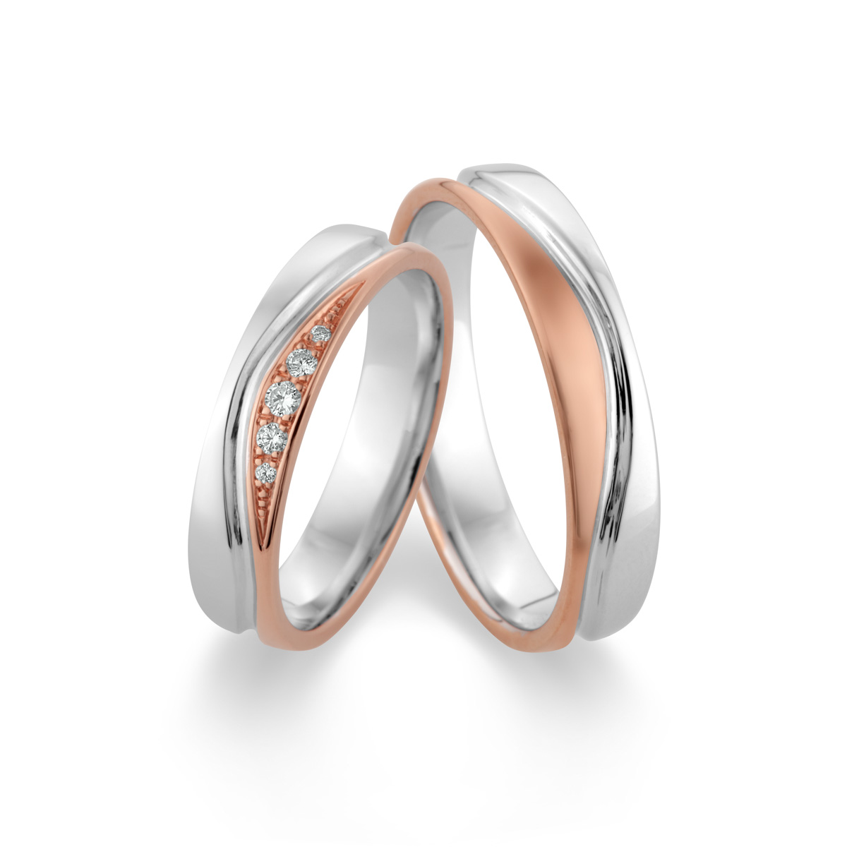 Wedding rings 950 Platin, 750 Rotgold 514796-45