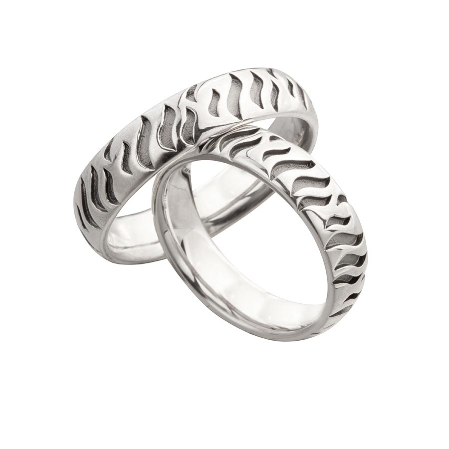 Wedding rings 925 Silber schwarz rhodiniert