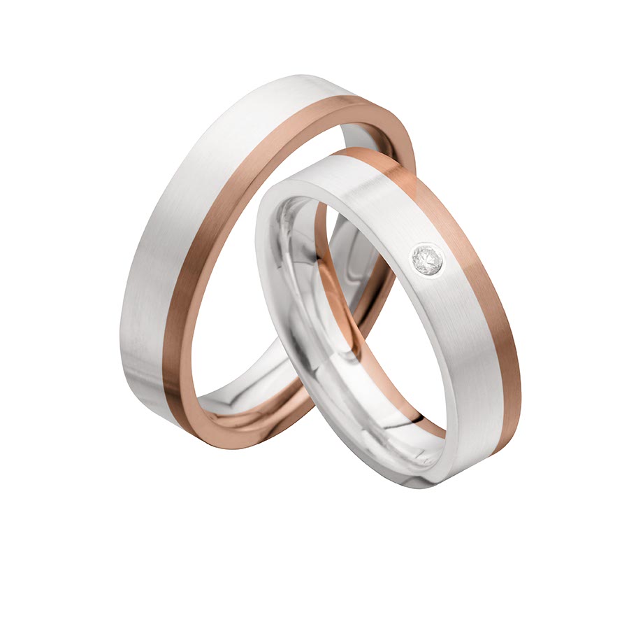 Wedding rings 500 Palladium, 333 Rotgold 518104-50