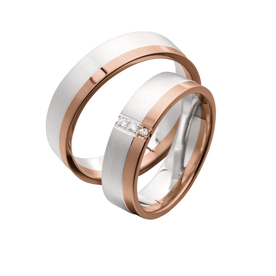 Wedding rings 500 Palladium, 333 Rotgold 518109-55