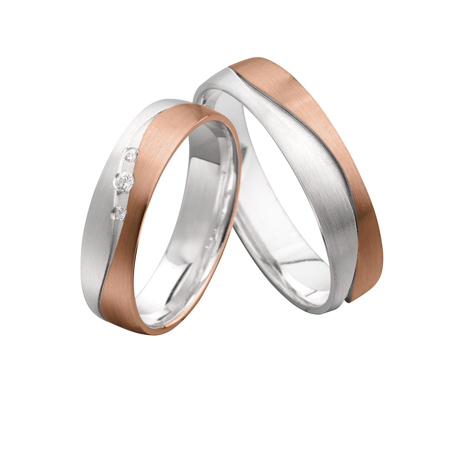 Wedding rings 375 Rotgold, Weißgold+Pd 518116-50