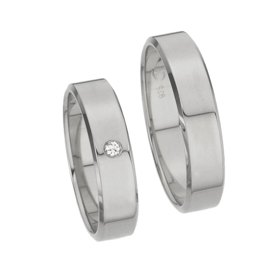 Wedding rings 585 Weißgold+Pd 511005-50