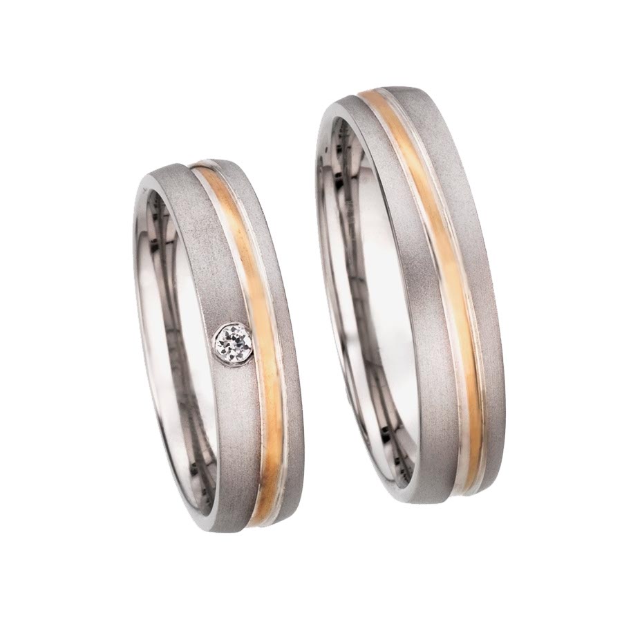 Wedding rings 925 Silber, 585 Rotgold 513200-50
