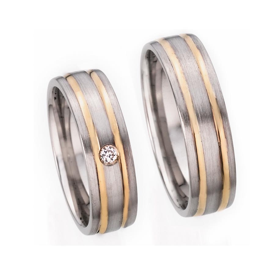 Wedding rings 950 Platin, 750 Rotgold 513202-60