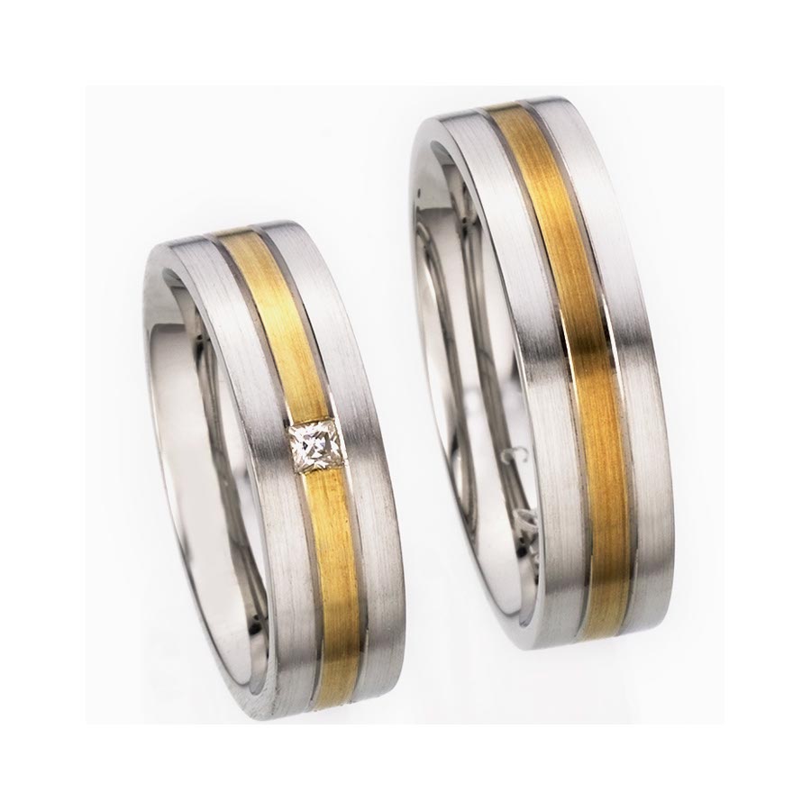 Wedding rings 925 Silber, 585 Gelbgold 513203-60
