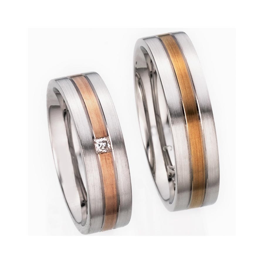Wedding rings 585 Rotgold, Weißgold+Pd 513203-60