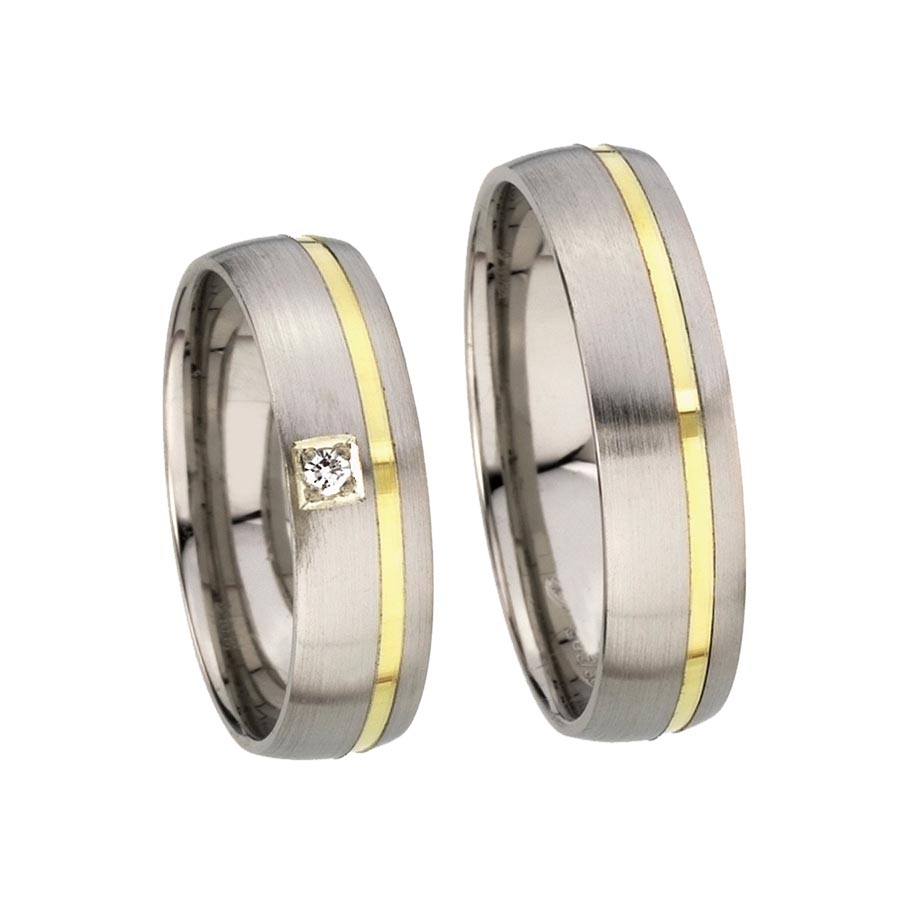 Wedding rings 925 Silber, 585 Gelbgold 513205-55
