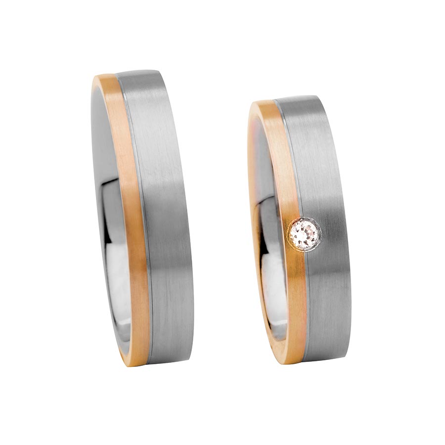Wedding rings 585 Rotgold, Weißgold+Pd 513206-50