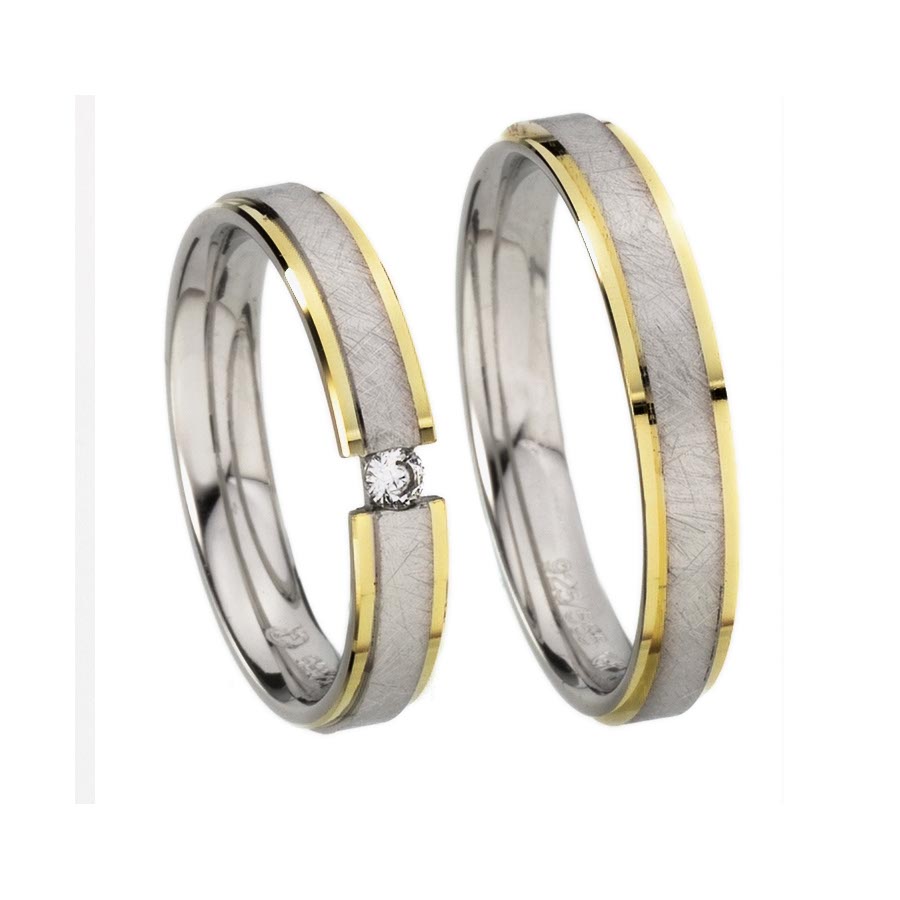 Wedding rings 925 Silber, 585 Gelbgold 513209-40