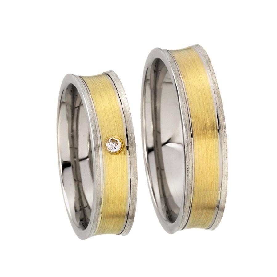 Wedding rings 925 Silber, 585 Gelbgold 513210-55