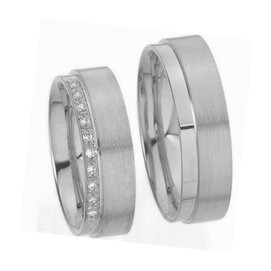 Wedding rings 585 Weißgold+Pd 514183-65