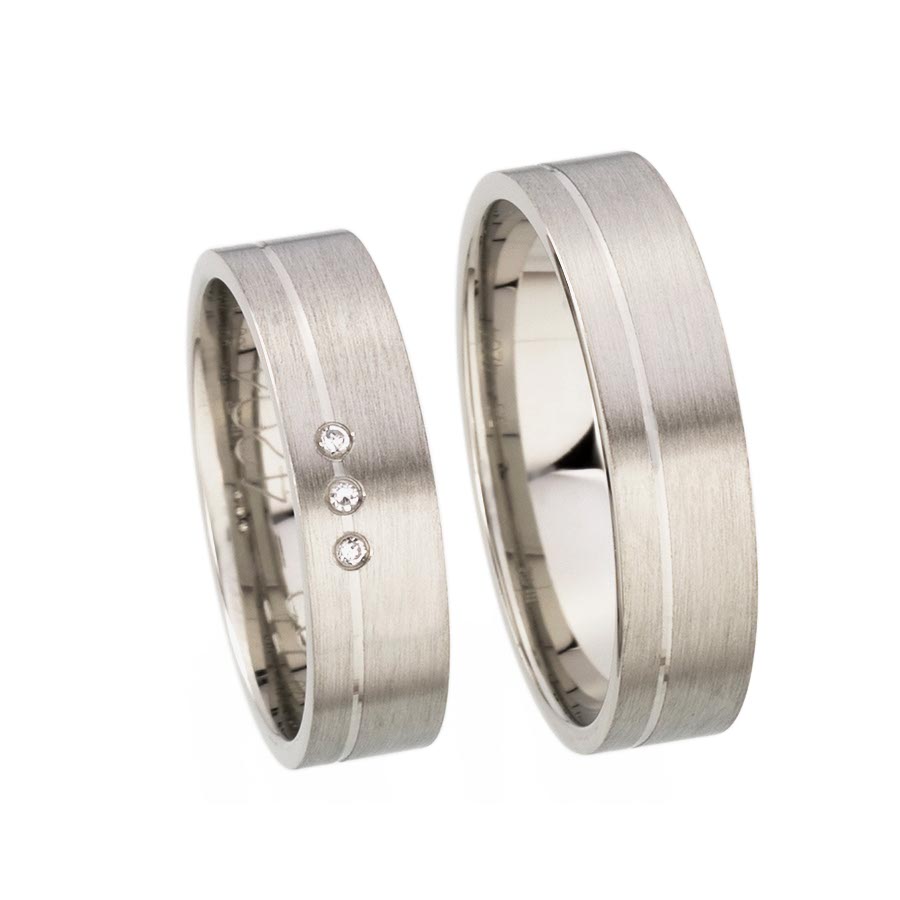 Wedding rings 585 Weißgold+Pd 514204-55