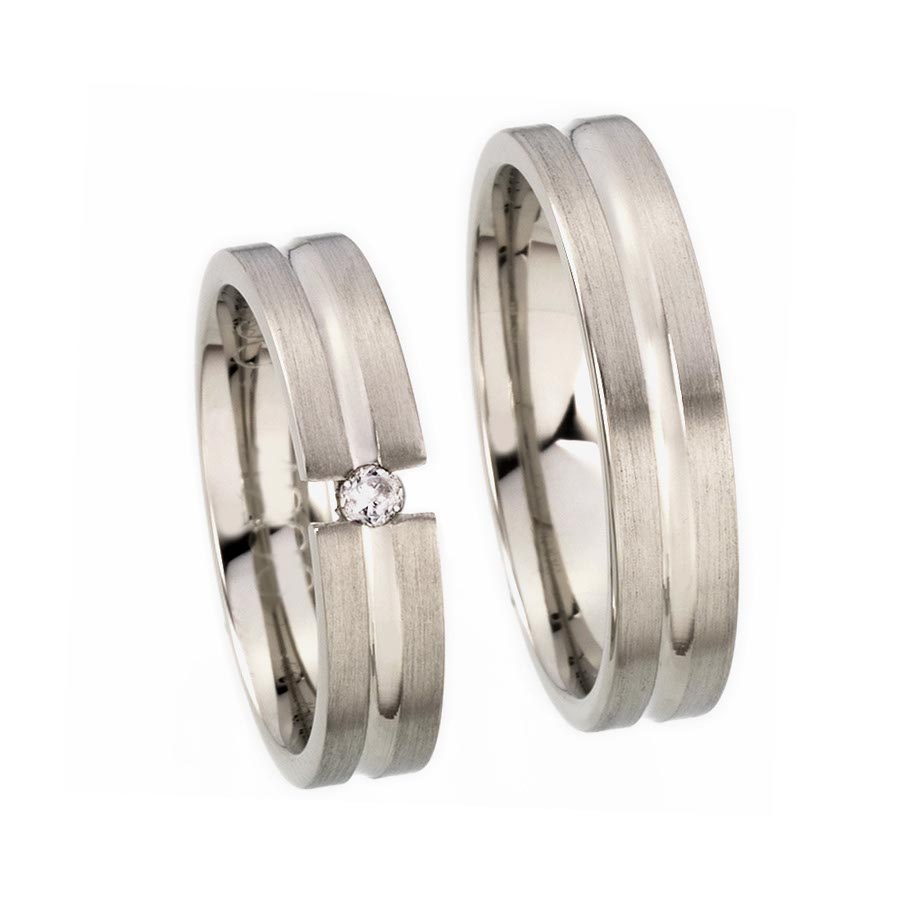Wedding rings 585 Weißgold+Pd 514206-50