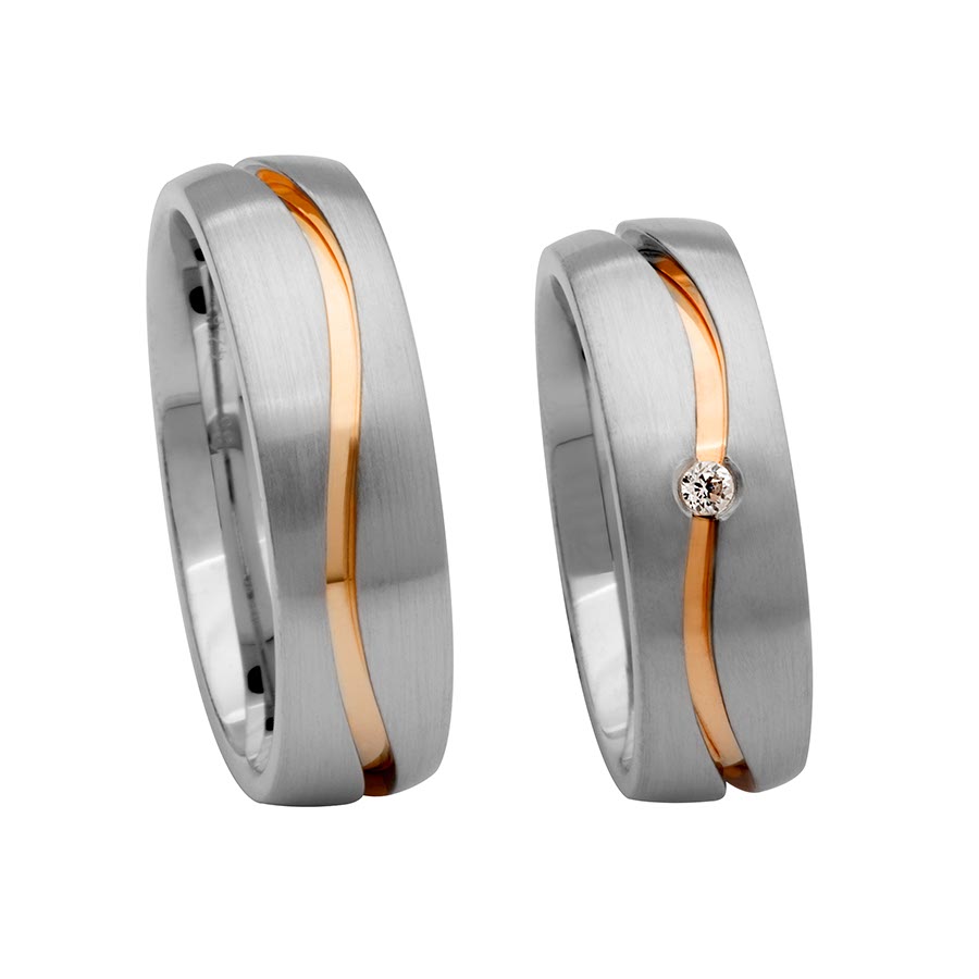 Wedding rings 585 Rotgold, Weißgold+Pd 514216-65